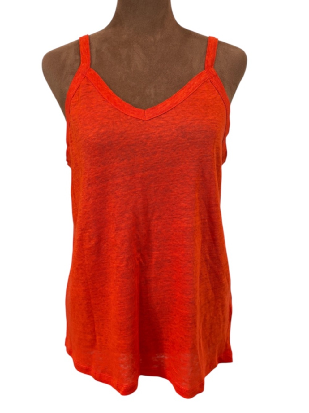 NWT Alaniz 100% Linen Red / Orange Tank Top Sleeveless Shirt L Large